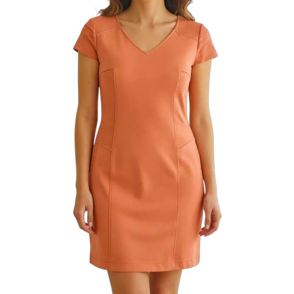 Hugo Boss Dresses & Skirts - VTG HUGO BOSS Short Sleeve Sheath Dress Sz 2 Orange Business Casual Old Money
